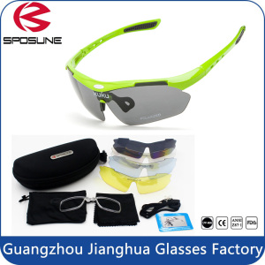 Multi Sport Sunglasses Polarized Outdoor Sport Eyewear with 5 Spare Interchangeable Lenses Mirrored